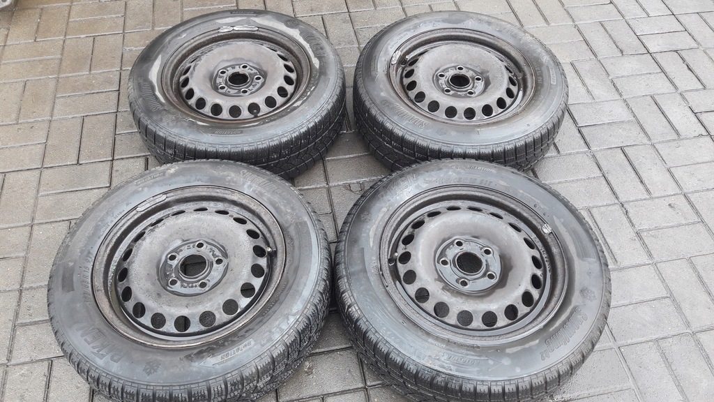 vw, golf, v, 5 ruedas invierno para llantaach acero r15